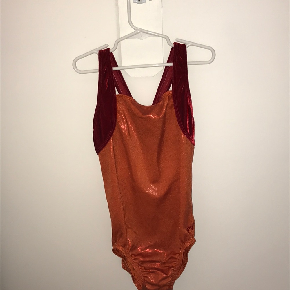 red and orange gk leotard